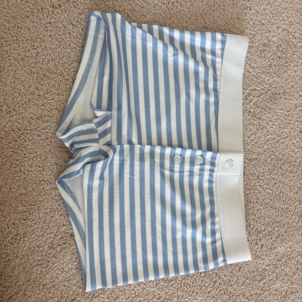 Blue and White Striped Shorts